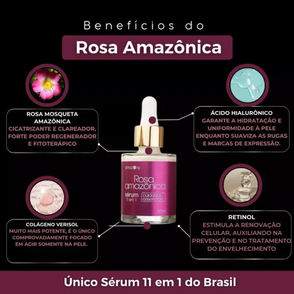 Rosa Amazônica® - Sérum Facial 11 Em 1 - Revitalize Sua Pele com a Rosa Mosqueta Amazônica - (Pague 5 FRASCOS e Leve 5 E-books Grátis) 60% OFF - Image 3