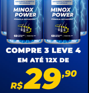 MinoxPower Masculino - Fórmula Inovadora Contra a Calvice - Combate a Queda Com Seus Cabelos Crescendo 12x Mais Rápido - (3 Frascos + 1 Frasco Grátis)